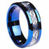 Men 8mm Beveled Edge Comfort-Fit Blue Silver Celtic Dragon Tungsten Wedding Band